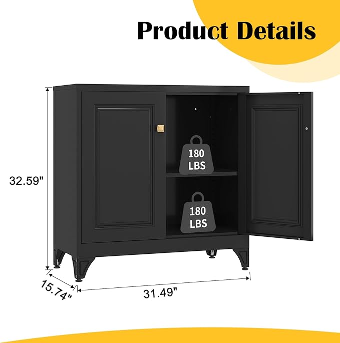 33" Metal Kitchen Pantry Storage Cabinets with Door and Adjustable Shelves,White Sideboard Buffet Cabinet with Storage,Sideboard Buffet Cabinet for Dining Roonm,Living Room