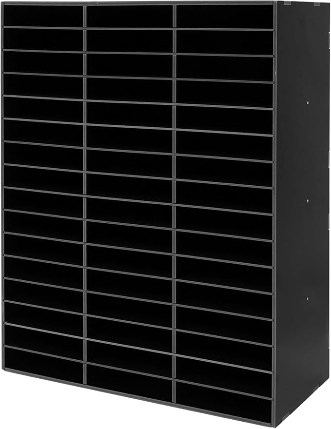 Literature Organizer,Desktop File Sorter Mail Center,Paper Storage Cabinet with 48 Slots Compartments,Suitable for Home School Office (48 Slots Black)