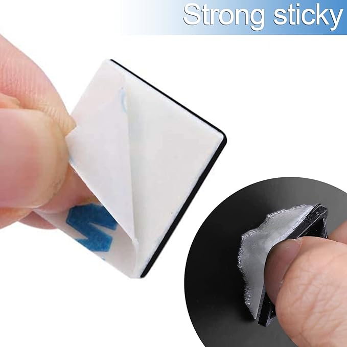 Zip Tie Mounts - SeuYeugX 100PCS Cable Self Adhesive Mounts Set for Wire Management with Stick Pads Anchors Clips Squares Holders (Black)
