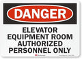 SmartSign “Danger - Elevator Equipment Room, Authorized Personnel Only” Label | 5" x 7" 3M Reflective Laminated Vinyl