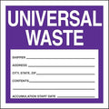Accuform MHZW17EVL Adhesive-Poly Hazardous Waste Label, Legend "Universal Waste", 2.6 mil Thickness, Vinyl, 4" x 4", Purple/Black on White (Pack of 250)