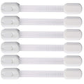 6 Pack Vmaisi Multi-Use Adhesive Straps Locks - Childproofing Baby Proofing Cabinet Latches for Drawers, Fridge, Dishwasher, Toilet Seat, Cupboard, Oven,Trash Can, No Drilling (White) (6)
