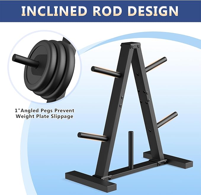Weight Plate Rack, Weight Tree, 1-Inch Home Gym Storage Stand, Holds 300 lbs