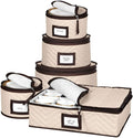 China Storage Containers 5-Piece Set Moving Boxes for Dinnerware, Glasses, Plates, Mugs and Saucers Sturdy Quilted Microfiber Dish Organizer with Dividers for Seasonal Storage - Holds Set of 12