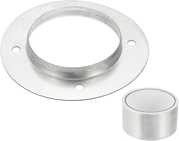 PATIKIL 4 Inch Duct Connector Flange, Metal Straight Pipe Exhaust Flange Duct Mounting Plate for Heating Cooling Ventilation HVAC System, Galvanize Steel