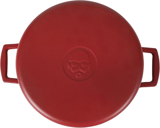Babish 6-Quart Round Enameled Cast Iron Dutch Oven with Lid – Red, Heavy-Duty Dutch Oven for Slow Cooking, Braising & Baking