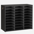 HOOBRO Literature Organizer, 27 Compartments Wooden Mail Organizer, Countertop Literature Sorter with Adjustable Shelves for Home, Office, School, Student Mailbox for Classroom, Black BK27WF01