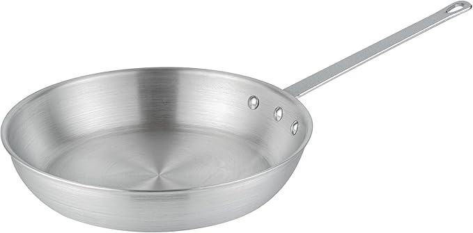 Restaurantware-Met Lux 12 Inch Fry Pan, 1 Durable Frying Pan - Satin Finish, Triple-Riveted, Silver Aluminum Cooking Skillet, For Searing, Sautéing, And Browning Food