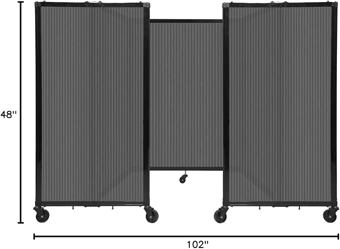 Versare Polycarbonate Room Divider 360 Portable Wall Partition | Freestanding Office Dividers | Locking Wheels | Privacy Screen Panels - 8'6" x 4' Dark Gray Thermoplastic Polymer