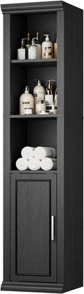 Rresyet Bathroom Cabinet, 60" Tall Bathroom Storage Cabinet with Adjustable Shelves and Doors for Small Space, Living Room, Entryway, Kitchen, Black