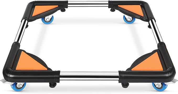 SPACECARE Mini Fridge Stand Mobile Roller, Adjustable Furniture Dolly with 4 Locking Wheels, Heavy Duty Washing Machine Base, Universal Appliance Pedestal for Dryer and Refrigerator- Black