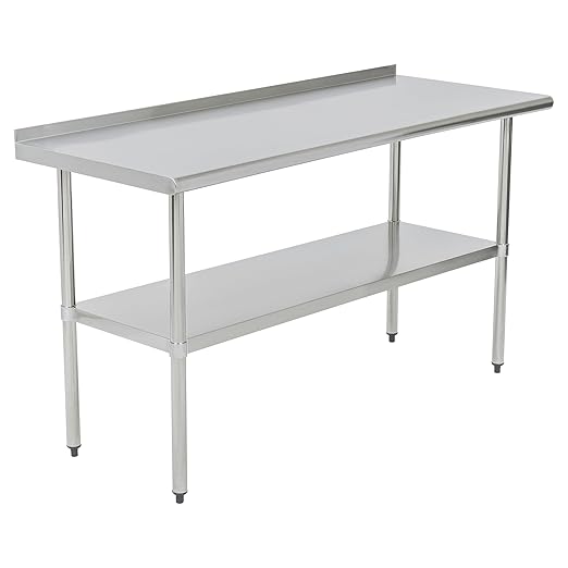 Pearington NSF Certified Stainless Steel Kitchen Prep and Work Table, Commercial Work Table for Restaurant and Home, 60" x 24", Stainless Steel