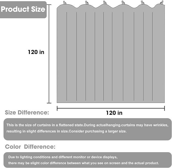 Room Divider Blackout Curtain Track Curtains Wall Dividers Panels Screen for Living Rooms Bedroom Office Privacy Partition Separation, W120 × L120 Inch,1 Panel, Light Grey
