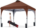 COOSHADE Pop Up Canopy Tent, 10x10 Easy Setup Instant Canopy Sun Shelter Beach Tent, Portable Sports, Brown