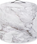 Air Fryer Dust Cover Compatible with 8 Quart Insulated Kitchen Appliance Cover with Top Handle and Front Pockets for Women Gift, White Marble
