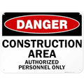 Danger Construction Area Sign, Authorized Personnel Only Sign, 18x24 Inches, 55 mil Thick HDPE (high Density polyethylene), Made in USA