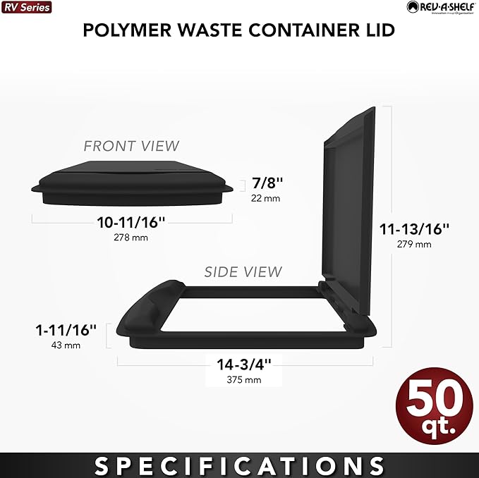Rev-A-Shelf 50 Qt Under Sink Garbage Can Lid for Base Kitchen & Bathroom Cabinet, Replacement Plastic Trash Bin Lid Only, Champagne, RV-50-LID-12-1-40