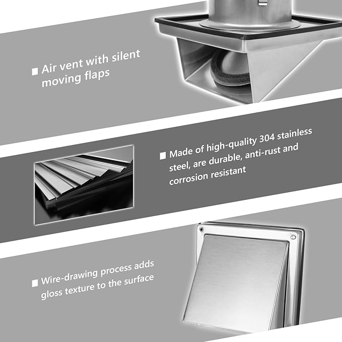 4 Inch Dryer Vent Cover Outside Stainless Steel Wall Vent with Removable Cover and Bird Screen Mesh