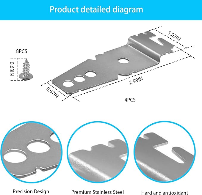 （4-Pack） Dishwasher Mounting Bracket with Screws – Fits Whirlpool, Kenmore, KitchenAid – Replaces WP8269145, WP8269145VP