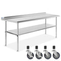 GRIDMANN Stainless Steel Table 72 in. x 30 in., NSF Commercial Kitchen Prep & Work Table w/Backsplash and Wheels