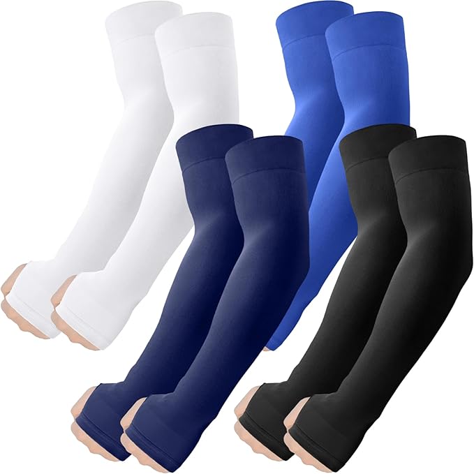 Arm Sleeves with Thumb Hole, Cooling UV Protection Compression Tattoo Cover Up for Men/Women