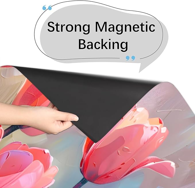 Dishwasher Magnet Cover Beautiful Tulip Flower Front Dishwasher Cover Decoration Reusable Magnetic Door Cover Panel Decal Home Appliances Stickers Kitchen Refrigerator Fridge 23"x26"