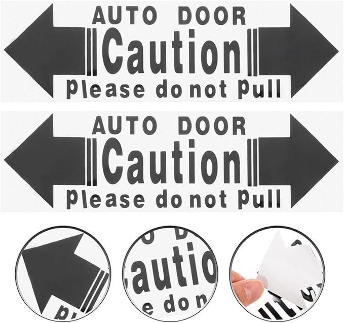 Automatic Car Door Warning Stickers 4Pcs Set, Waterproof Vinyl Decals for Van SUV, Removable Electrical Door Switch Safety Labels for Vehicle Exterior