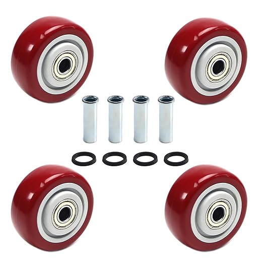 4 PCS 3INCH Caster Wheels Red Heavy Duty Plate Shelf Replacement Wheels for Platform up to 264 LBS/120KG