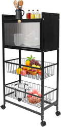 Bakers Rack for Kitchen with Storage, 4 Tier Kitchen Organizer Shelf for Vegetables, Fruits, Small Rice Cookers (Black)