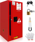 25 Gallon Flammable Storage Cabinet, 35.5×18×18in Galvanized Steel Safety Storage Cabinet, Adjustable Shelf Fireproof Cabinets, Flammable Liquid Storages Cabinets for Industrial and Home Use, Red