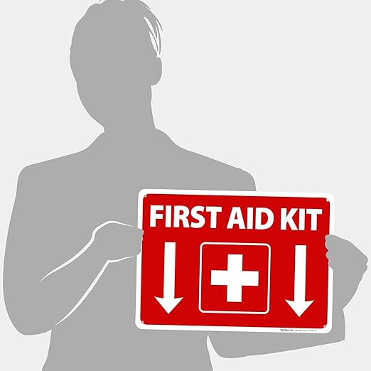 First Aid Kit Sign, (SI-1040) 10x14 Inches, 55 mil Thick HDPS (high Density polystyrene), Made in USA