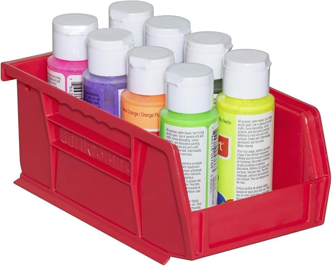 Akro-Mils 30220 AkroBins Plastic Storage Bins, Space-Saving Stackable Bins for Garage, Pantry, Craft Organization, 7-" x 4-" x 3-", Yellow, 24-Pack