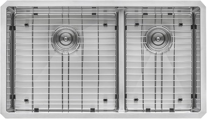 Ruvati 36-inch Low-Divide Undermount kitchen Sink - 60/40 Double Bowl kitchen Sink - 16 Gauge Stainless Steel Kitchen Sink with Brushed Finish, Easy-to-Clean, Undermount Sink - RVH7417