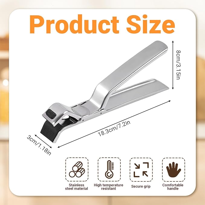 2 Pcs Stainless Steel Hot Plate Grippers, 2026 Upgraded Multi Purpose Hot Plate Gripper, Anti-Scald Bowl Clip Silicone Non-Slip Hot Dish Plate Holder Tongs Kitchen Utensil for Bowls, Pans
