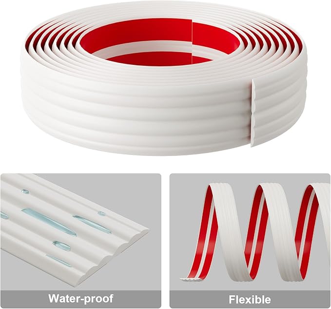 Peel and Stick Wall Corner Protector & Edge Guard, Self-Adhesive Flexible Trim Molding for Inside & Outside Corners, Wall, Countertop, 1.6" W x 20' L, White