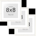 Homeforia 8x8 Picture Frames White, High-End Oak 8 x 8 Square Wood Frame with Mat 6 by 6 Photo, 8x8 Wooden Frames Matted to 6x6 Print, 8by8 Wall or Tabletop Frame, Tempered Glass, Wall Kit, Set of 3