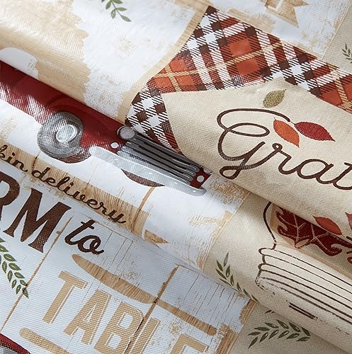 Newbridge Thanksgiving Farm to Table Harvest 60 x 84 Oval Vinyl Tablecloth