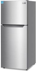 BLACK+DECKER 12.1 Cu. Ft. Top Mount Refrigerator with Freezer, 2 Door Refrigerator with Top Freezer and Adjustable Temperature Control, ENERGY STAR, BR1210HS, Stainless Steel Look