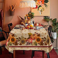 Fall Thanksgiving Double Border Decoration Tablecloth,Sunflower & Pumpkin Harvest Tablecloths, Waterproof Table Cover for Dinner Kitchen Party Holiday Decorations, 60"x 102" Oblong/Rectangle