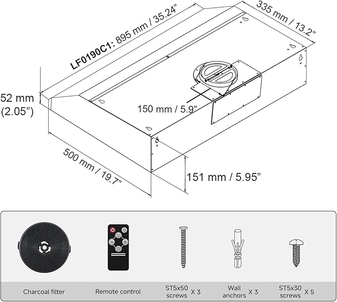 AMZCHEF Under Cabinet Range Hood 36 Inch, 700CFM Stainless Steel Kitchen Stove Vent Hood 3 Speed Exhaust Fan Touch/Remote/Gesture Control LED lights Time Setting Dishwasher-Safe Baffle Filters