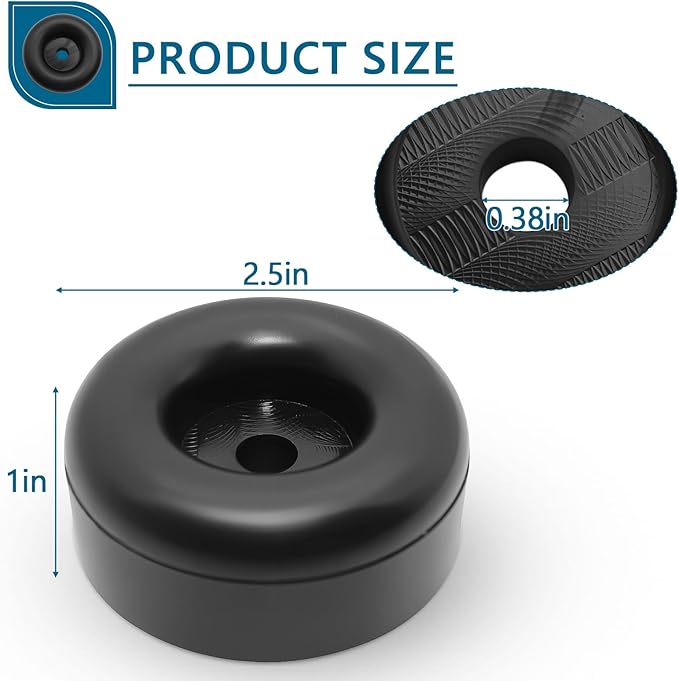 Trailer Ramp Door Rubber Bumpers, 2.5" Round Rubber Bump Stops, fit for trailer door bumper, Air Compressors, Pumps,Generators, Pressure Washers, With Screw Kits, 4-Pack