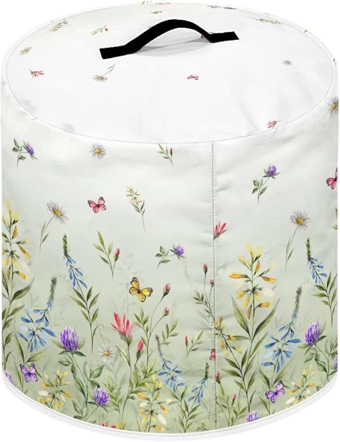 Dust Cover for 3 Quart Pressure Cooker and Extra Accessories, Dust Proof Easy to Clean Cover Electric Appliance Air Fryer Accessories with Storage Pocket, Floral Green