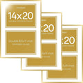 Homeforia 14x20 Double Diploma Frame Gold, High End Metal 14 x 20 Certificate Frames with Mat for Two 8.5x11 inch Diplomas, 20x14 Dual Award Graduation Matted Frame, Tempered Glass, Wall Kit, Set of 3