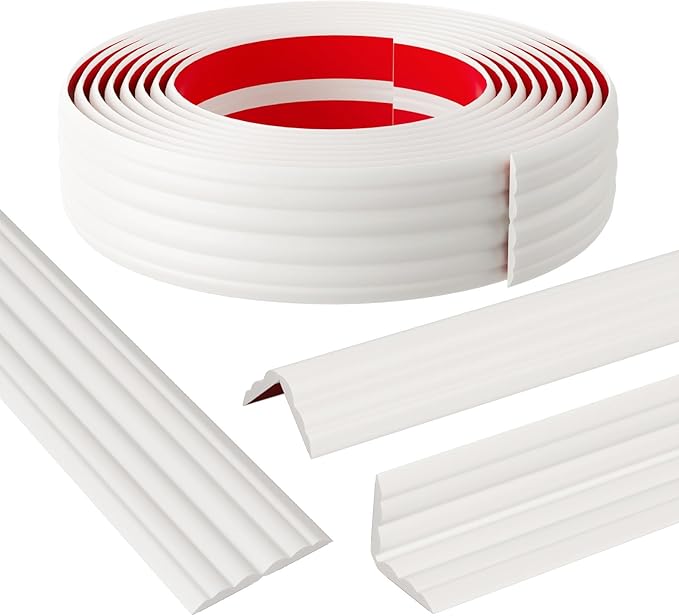 Wall Corner Protector & Edge Guard，Peel and Stick Wall Trim Moulding Inside & Outside Corner Molding Trim Caulk Strip, Self Adhesive Trim for Wall Edge,Ceiling,Countertop, 1.6” W x40’ L, White