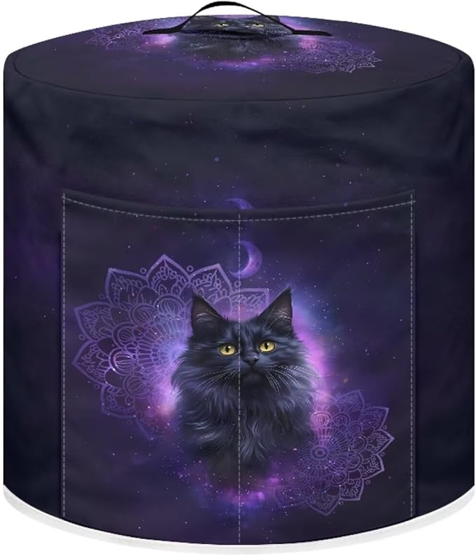 Xoenoiee Black Cat Boho Mandala Print Pressure Cooker Cover for Kitchen Appliance Dust Cover with Pockets for Rice Cooker Air Fryer Slow Cooker, for 8 Qt Pot