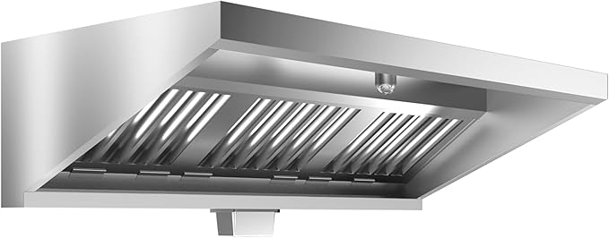 Commercial Exhaust Hood 5 FT Stainless Steel Concession Trailer Hood with 3 Removable Hood Filters(No Motor), Grease Cup and Hood Light, Rust Resistant Vent Hood for Commercial Kitchen, NSF Listed