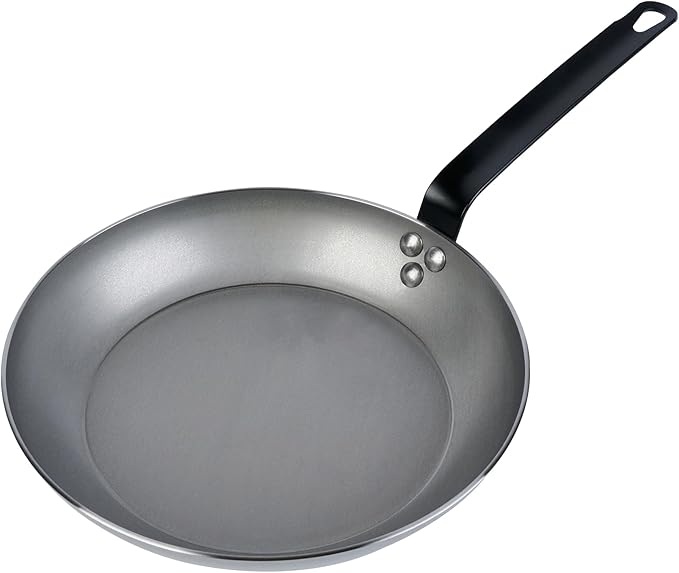 Restaurantware Fry Pan 6 Pack of 11 Inches Carbon Steel Non-Stick Searing Pan With Ergonomic Handle Silver For Sauteing and Omelets
