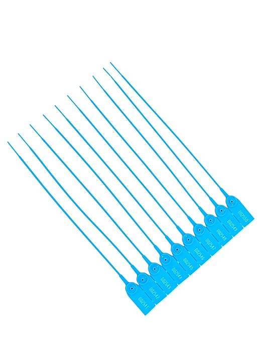 Plastic Numbered Security Seal Pull Tight Padlock Safety Tag Tamper Proof Tie Disposable Self-Locking Seals 11” Length,100pcs,Blue