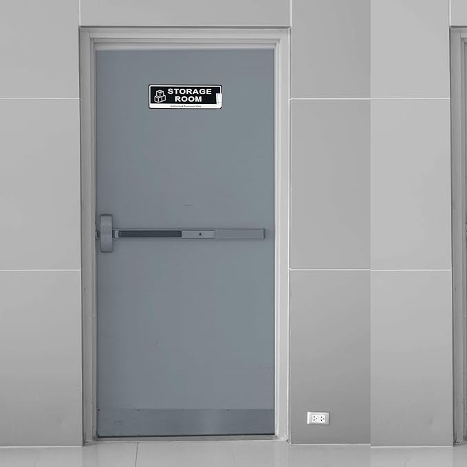 Door Sign,RAMIEYOO Acrylic Authorized Personnel Only Signs for Door,Black and White - 9"x 3" (Storage Room)