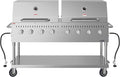 60 in. 8-Burner Commercial Outdoor Propane Gas Grill with 2 Roll Dome Covers in Stainless-Steel, ETL Listed (CGKIT6-D30D30)